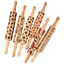 Beech Wood Embossed Rolling Pin Baking Cookies Noodle Biscuit Fondant Cake Cute Dough Pattern Wooden Laser Engraved Rolling Pin