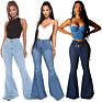 Bell Bottom Stretch Jeans High Waist Button Slim Women Jeans Flare Pants