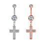Belly Button Rings 5 Navel Piercing Cross Crystal Jewelry Piercing Navel Earring Body Jewelry