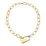 Big Lock Link Chain Choker Necklace Women Gold Color Stainless Steel Pendant Necklaces P193040