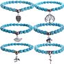 Bird Owl Elephant Pendant Simulated Turquoise Beaded Bracelet Cross Charm Natural Turkey Turquoise Stone Bracelet