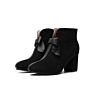 Black Bow Knot Thick Heel Low Chunky Ankle Female Boots