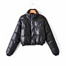 Black Bubble Coat Zipper Pu Faux Leather Women Puffer Jackets