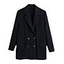 Black Color Notched Collar Double Breasted Women Jacket Vintage Design Ladies Blazers
