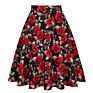 Black Rose Printed Floral Skirt High Waist Women Cotton 50S 60S Punk Flare Retro Vintage Skirt Vd0020