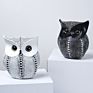 Black White Silver Color Owl Statue Modern Creative Abstract Sculpture Table Top Resin Craft