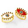 Blingbling Colorful Diamond Gold Adjustable Rings Evil Enamel Eye Open Rings Copper Pave with Zircon Band Ring