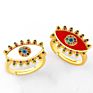 Blingbling Colorful Diamond Gold Adjustable Rings Evil Enamel Eye Open Rings Copper Pave with Zircon Band Ring