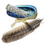 Blue Abalone Shell Smudge Kit Spiritual Set with Sage Feather Stand for Cleaning Negative Energy