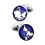 Blue Enamel Map Cufflinks for Mens