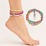 Bohemia Ethnic Foot Chain Multicolor Stackable Polymer Clay Beads Ankle Bracelet Adjustable Colored Polymer Clay Anklet