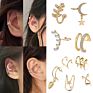 Bohemian Gold Star Leaves Non-Piercing Ear Clip Earrings Simple Cartilage Ear Cuff Jewelry for Women Girl