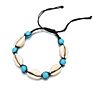 Bohemian Handmade Braided Turquoise Bead Sea Shell Ankle Bracelet Natural Cowrie Shell Anklet