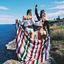 Boho Ethnic Style Beach Blanket Beach Towel Tassels Throw Rug Mexican Style Picnic Blanket Handmade Striped Tablecloth