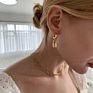 Brass 18K Gold Plated Padlock Lock Drop Earring Dangle Hoop Earrings Jewelry Women