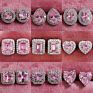 Brass Square round Geometric Bride Earrings Wedding Pink Diamond Cz Zircon Heart Stud Earrings for Women