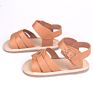 Brown Color Genuine Cow Leather Hard Rubber Sole Leather Baby Sandals for Baby Boy and Girl