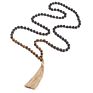 Buddhist Necklace 108 Mala Beads Lava Tigei Eye Tassel Yoga Necklace