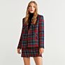 Buttons Tweed Women Ladies Plaid Blazers