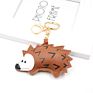 Cartoon Hedgehog Pattern Leather Key Chain Embossed Logo Luxury Keychain Keyrings