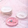 Ceramic Pink White Jewelry Tray Ring Dish Oval Shape with Gold Rim Decorative Trinket Plate Jewelry Organizer Dish Ring Holder