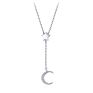 Chain Tassel Necklace 925 Sterling Silver Bling Zircon Star Moon Pendant Necklace
