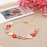 Charm Daisy Flower Beads Bracelet Bangle for Women , Bohemia Handmade Crystal Seed Beads Daisy Bracelet