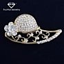Charming Flower Crystal Suit Pins Wedding Brooches for Women Jewelry Special Design Vintage Rhinestone Love Hat Brooch