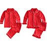 Children Clothes Two Piece Cotton Sleepwear Kids Blank Christmas Boys and Girls Red Pajamas