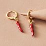 Chili Hoop Earrings Fancy Red Enamel Pendent Earrings for Women Party Jewelry