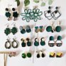 Clarmer Spring Design Korean Jewelry Geometric Enamel Acrylic Resin Pendant Earrings for Women