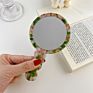 Color Cellulose Acetate round Single Side Handle Cosmetic Mirror Girls Gift Portable Makeup Mirror