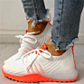 Colorblock Breathable Knitting Women's Tennis Shoes Lace up Woven Air Cushion Sneakers Sports Running Shoes