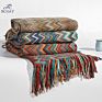 Colorful Acrylic Knitted Tassels Woven Throw Blankets for Couch Bed Sofa Chair Bohemian Throw Blanket for Decor Home