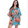 Colorful Female Printed Floral Kimono Dress Gown Chinese Style Silk Satin Robe Nightgown Flower S M L Xl Xxl