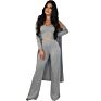 Colors Women Clothing Casual Three Piece Knitted Sweater Outfits (Top+Pants+ Cardigan) 3 Piece Set