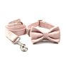 Competitive Price Bow Tie Attractive Design Adjustable Metal Buckle Dog Pink Leash Velvet Set and Collar Luxury