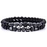 Couple Jewelry Set 8Mm Pave Cz Ball Black Hematite 6Mm Natural Onyx Stone Stretch Beads Bracelet