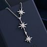 Creative 925 Silver Pendant Necklace Six Star Necklace Female with Diamond Sweater Chain