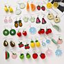 Creative Cute Simulation Fruits Dangle Drop Earrings Sets Statement Handmade Lemon Strawberry Hoop Earrings for Women Girls Jewe