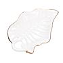 Creative Green Plant Lotus Leaf Shaped Ring Holer White Trinket Plate with Gold Rim