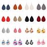 Creative Handmade Light Weight Flower Print Teardrop Earrings Leather Earrings for Women Party Wedding Jewelry