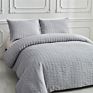 Crinkle Seersucker Fabric Bedding Set King Size Gray Quilt Cover Pillow Set 3-Piece