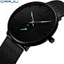 Crrju 2150 Men Original Stainless Steel Mesh Strap Simple Quartz Analog Charm Wrist Watches