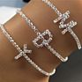 Crystal Initial Letter Cuban Link Anklets Foot Jewelry Rhinestone A-Z 26 Alphabet Ankle Bracelet for Women