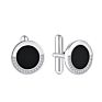 Cufflinks for Men, 925 Sterling Silver round Cuff Links with 3A Cubic Zirconia Black Onyx Stone