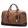 Customization Tote Travel Bag Vintage Canvas Pu Leather Trim Shoulder Mens Weekend Travel Duffel Bags