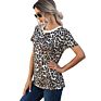 Customized Crew Neck Short Sleeve Leopard Women T Shirt Top