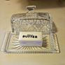 Customized Crystal Covered 2-Piece Design Butter Keeper Storage Dublin Glass Butter Dish with Handled Lid
