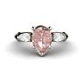 Customized Sparkling 10*7Mm Pear Cut Pink Moissanite Engagement Three Stone Ring
